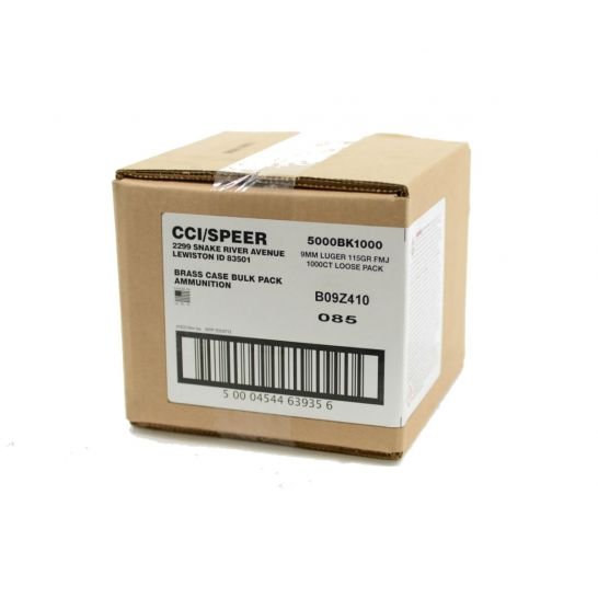 CCI 9mm Bulk Ammo 115gr FMJ 1,000rds Bulk Pack - CC5000BK1000